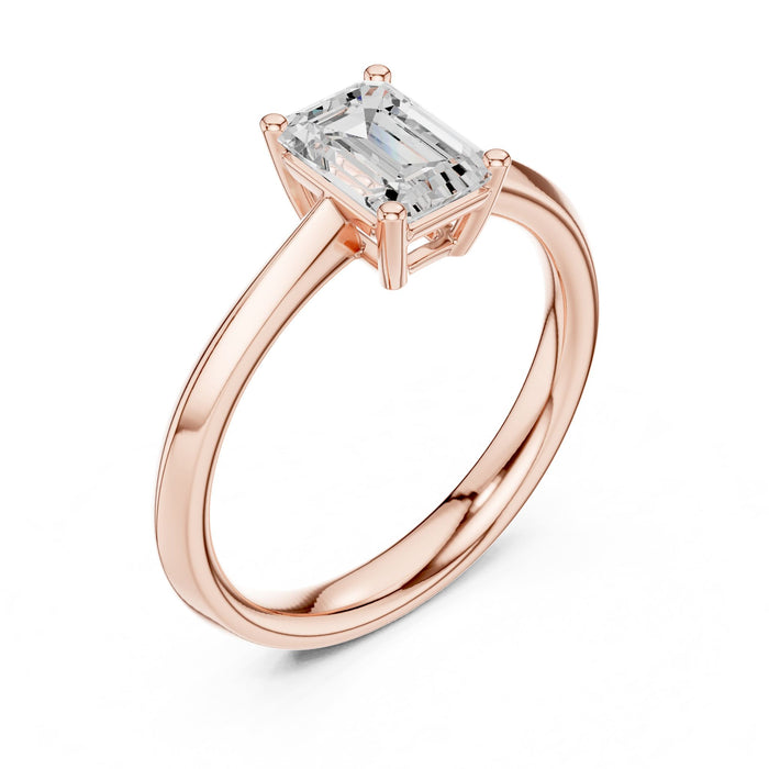 Emerald Lab Grown Diamond Solitaire Engagement Ring rose gold video