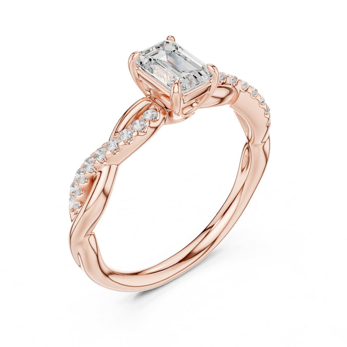 Emerald Lab Grown Diamond Twisted Engagement Ring rose gold video