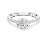 Round Lab Grown Diamond Pave Engagement Ring