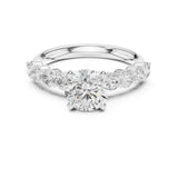 Round Lab Grown Diamond Side-Stone Engagement Ring