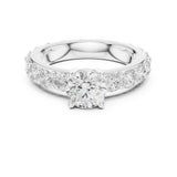 Round Lab Grown Diamond Side-Stone Engagement Ring
