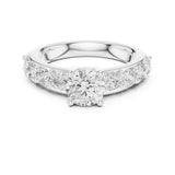 Round Lab Grown Diamond Side-Stone Engagement Ring