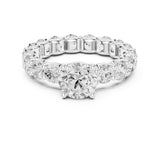 Round Lab Grown Diamond Side-Stone Engagement Ring