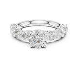Round Lab Grown Diamond Side-Stone Engagement Ring