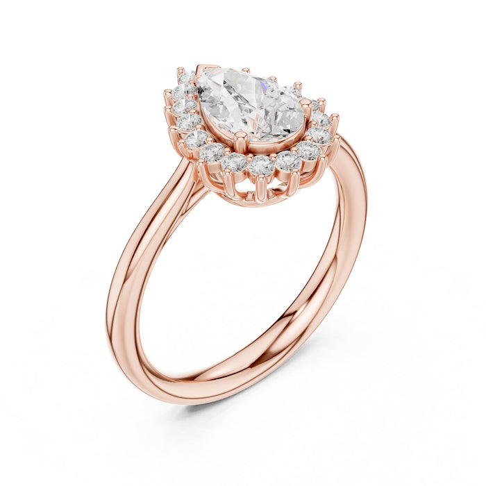 Pear Lab Grown Diamond Halo Engagement Ring rose gold video