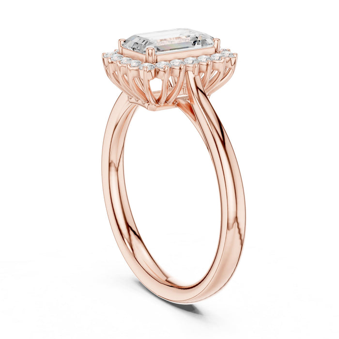 Emerald Lab Grown Diamond Halo Engagement Ring yellow gold video