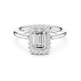 Emerald Lab Grown Diamond Halo Engagement Ring