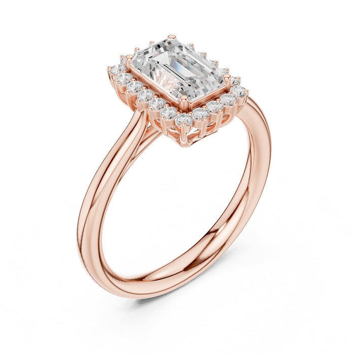 Emerald Lab Grown Diamond Halo Engagement Ring rose gold video