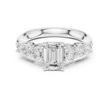 Emerald Lab Grown Diamond Side-Stone Engagement Ring