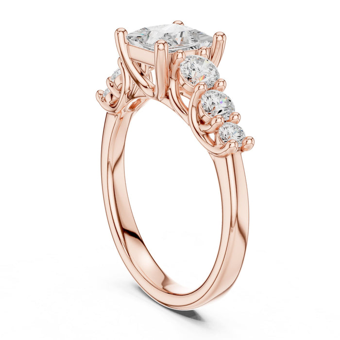 Princess Lab Grown Diamond Side-Stone Engagement Ring yellow gold video