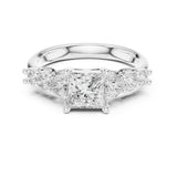 Princess Lab Grown Diamond Side-Stone Engagement Ring