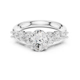 Oval Lab Grown Diamond Side-Stone Engagement Ring