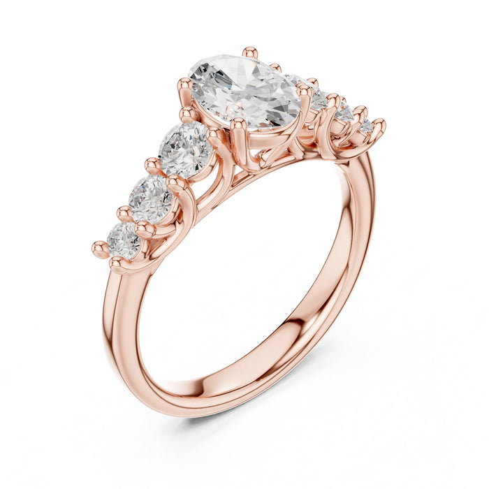 Oval Lab Grown Diamond Side-Stone Engagement Ring rose gold video
