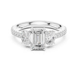 Emerald Lab Grown Diamond Three-Stone Engagement Ring