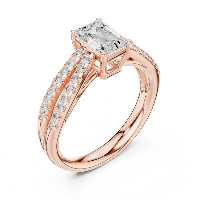 Emerald Lab Grown Diamond Split-Shank Engagement Ring rose gold video