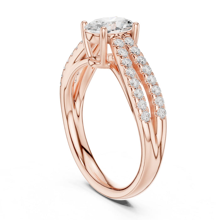 Oval Lab Grown Diamond Split-Shank Engagement Ring yellow gold video