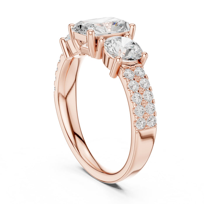 Emerald Lab Grown Diamond Three-Stone Engagement Ring yellow gold video