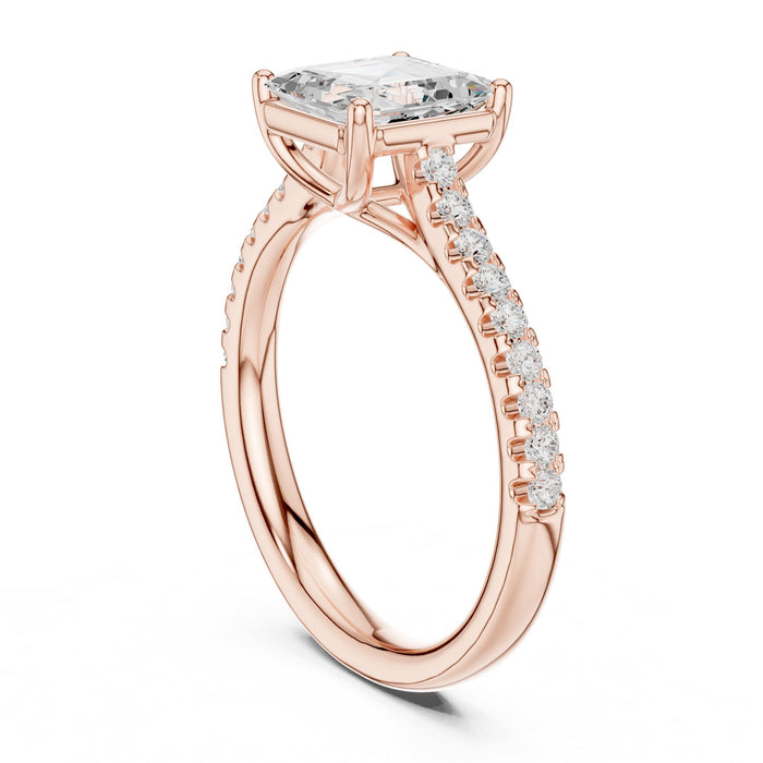 Emerald Lab Grown Diamond Pave Engagement Ring yellow gold video