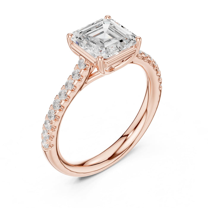 Emerald Lab Grown Diamond Pave Engagement Ring rose gold video