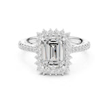 Emerald Lab Grown Diamond Halo Engagement Ring