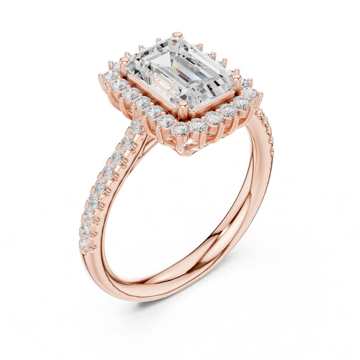 Emerald Lab Grown Diamond Halo Engagement Ring rose gold video