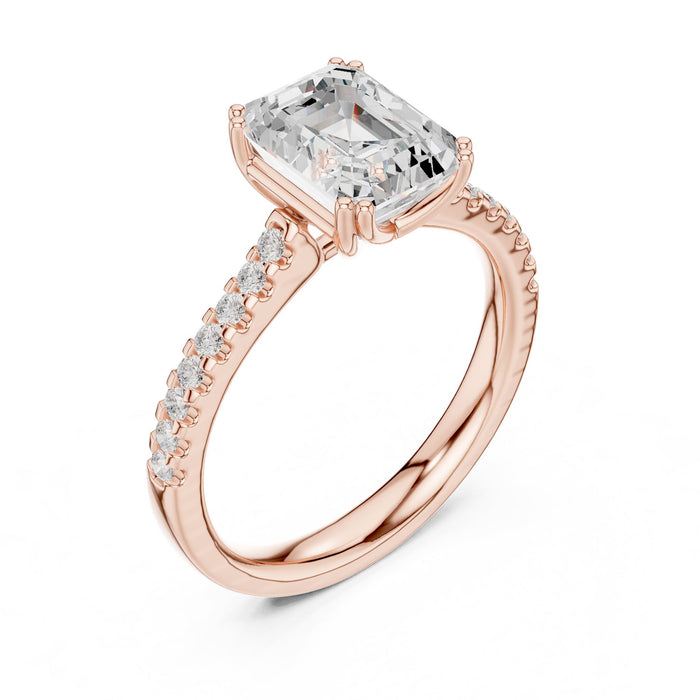 Emerald Lab Grown Diamond Split-Shank Engagement Ring rose gold video