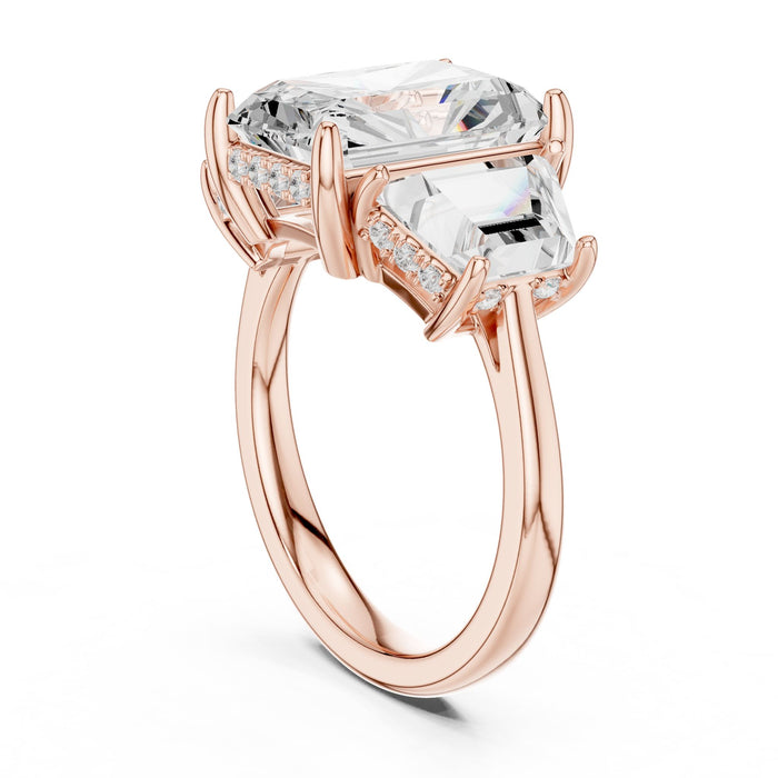 Emerald Lab Grown Diamond Three-Stone Engagement Ring yellow gold video