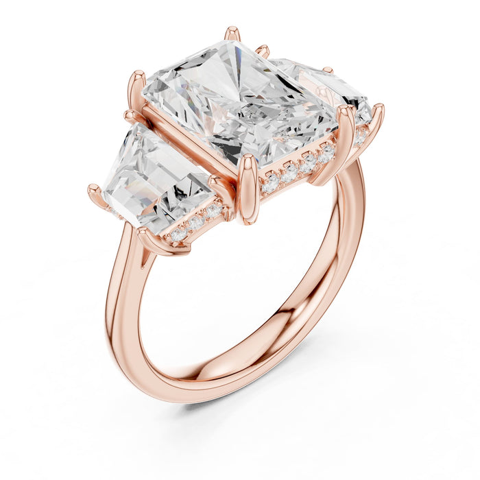Emerald Lab Grown Diamond Three-Stone Engagement Ring rose gold video