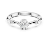 Round Lab Grown Diamond Side-Stone Engagement Ring