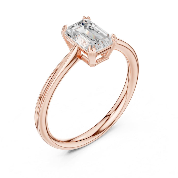 Emerald Lab Grown Diamond Solitaire Engagement Ring rose gold video