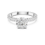 Round Lab Grown Diamond Side-Stone Engagement Ring