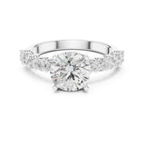 Round Lab Grown Diamond Side-Stone Engagement Ring