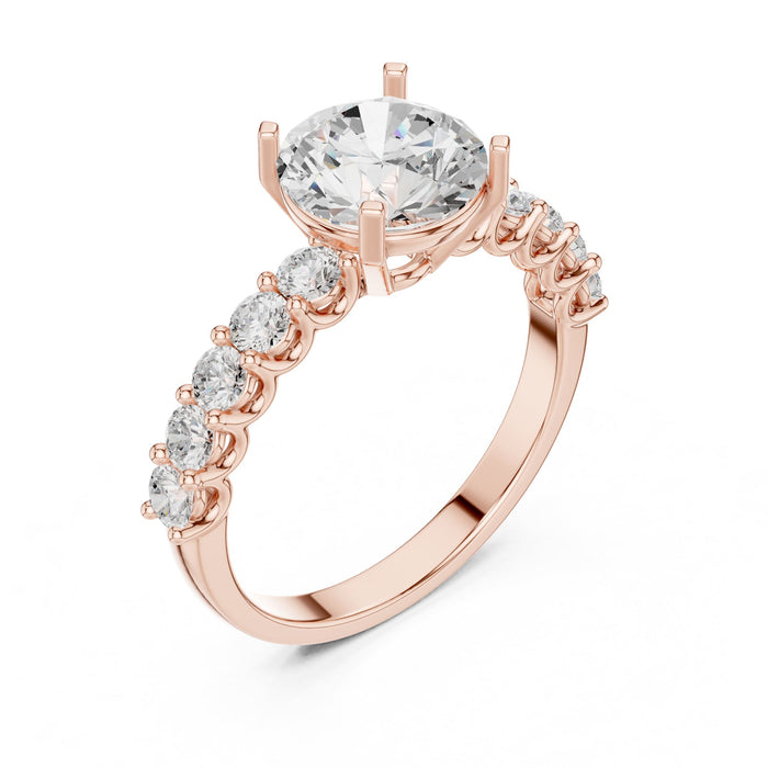 Round Lab Grown Diamond Side-Stone Engagement Ring rose gold video