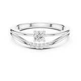 Round Lab Grown Diamond Side-Stone Engagement Ring