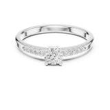 Round Lab Grown Diamond Side-Stone Engagement Ring