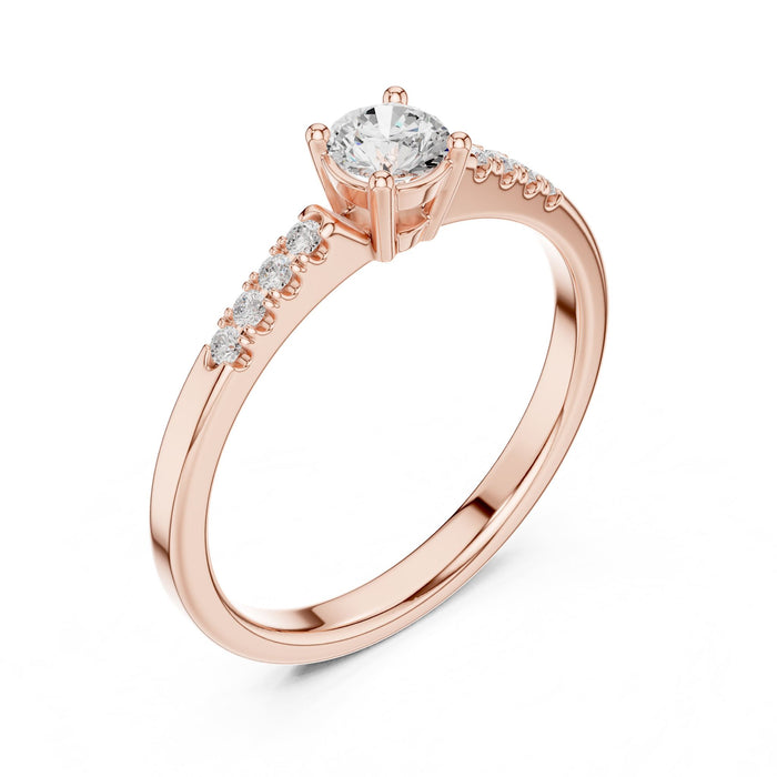 Round Lab Grown Diamond Side-Stone Engagement Ring rose gold video