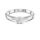 Round Lab Grown Diamond Side-Stone Engagement Ring