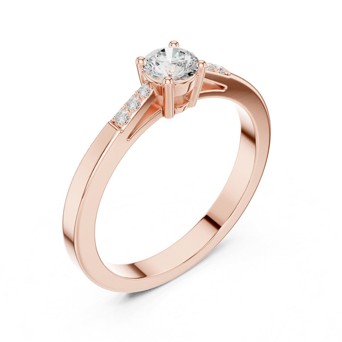 Round Lab Grown Diamond Side-Stone Engagement Ring rose gold video