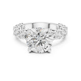 Round Lab Grown Diamond Side-Stone Engagement Ring