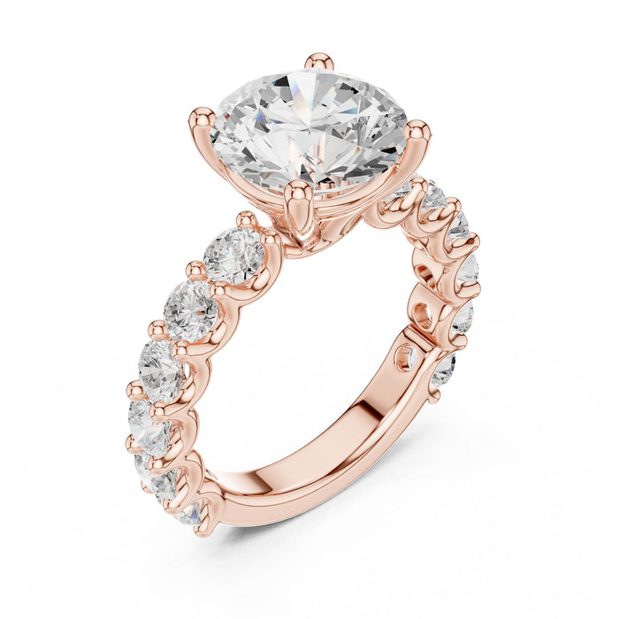 Round Lab Grown Diamond Side-Stone Engagement Ring rose gold video