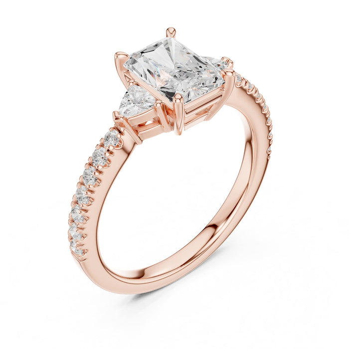 Emerald Lab Grown Diamond Three-Stone Engagement Ring rose gold video