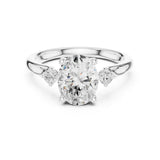 Oval Lab Grown Diamond Side-Stone Engagement Ring