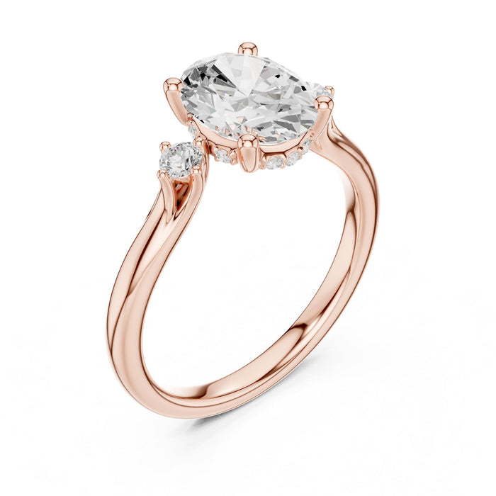 Oval Lab Grown Diamond Side-Stone Engagement Ring rose gold video
