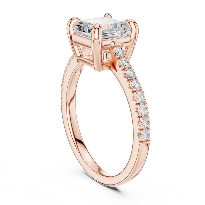 Asscher Lab Grown Diamond Side-Stone Engagement Ring yellow gold video