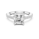 Asscher Lab Grown Diamond Side-Stone Engagement Ring