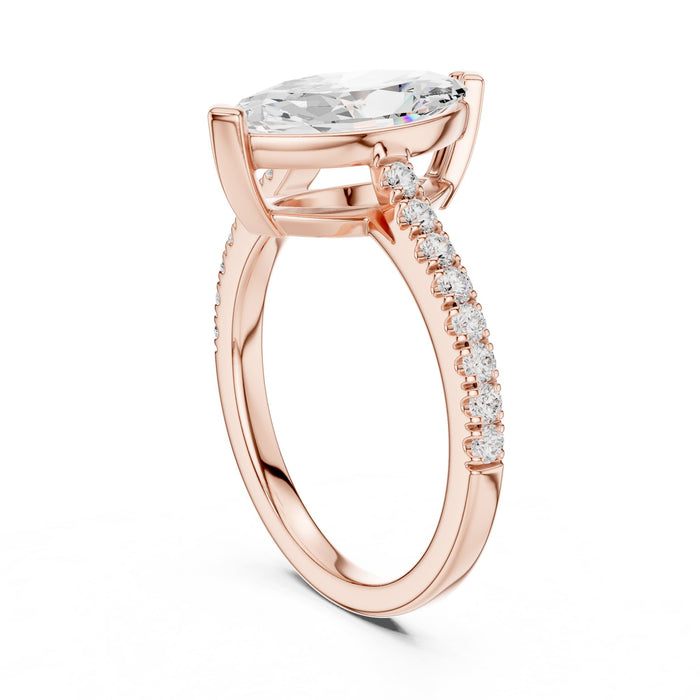 Marquise Lab Grown Diamond Side-Stone Engagement Ring yellow gold video