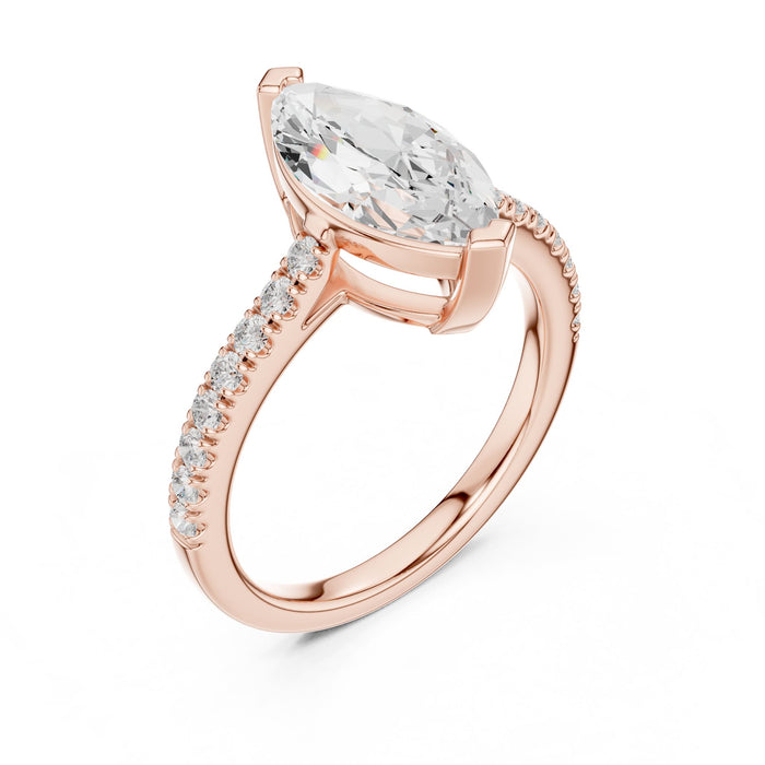 Marquise Lab Grown Diamond Side-Stone Engagement Ring rose gold video