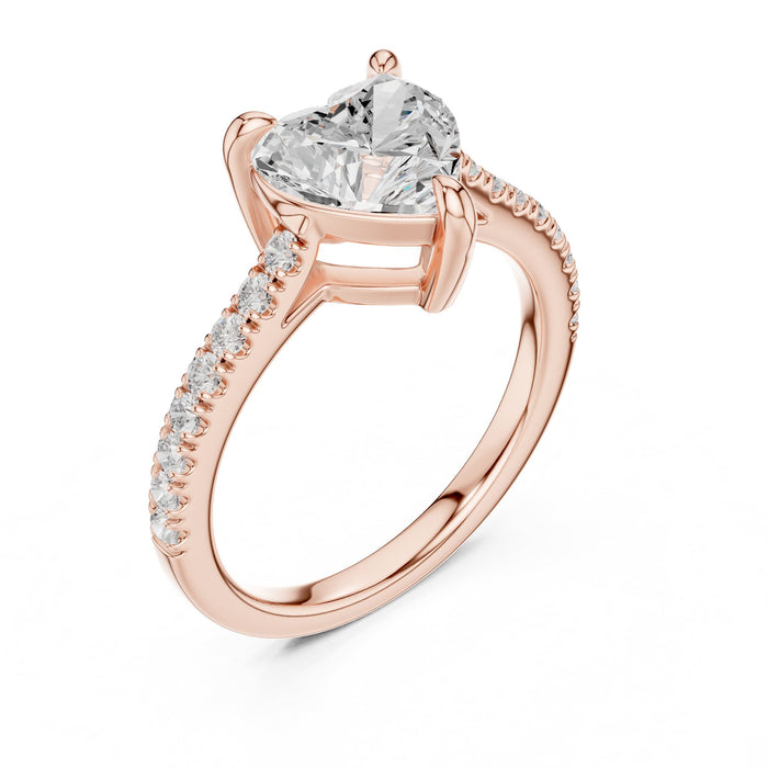 Heart Lab Grown Diamond Side-Stone Engagement Ring rose gold video