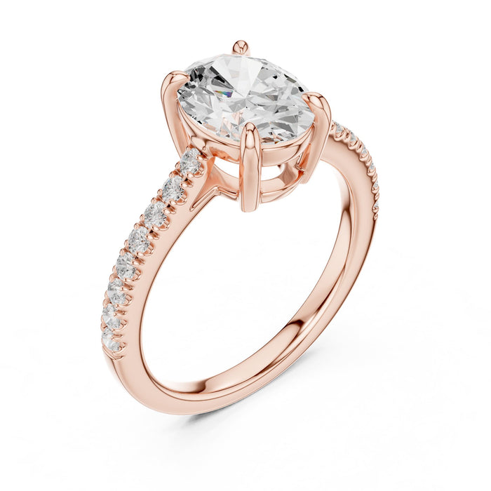 Oval Lab Grown Diamond Side-Stone Engagement Ring rose gold video