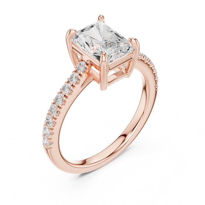 Emerald Lab Grown Diamond Pave Engagement Ring rose gold video